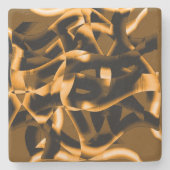 燃え風変わりたリボン、オレンジと黒のメドレー ストーンコースター (正面)