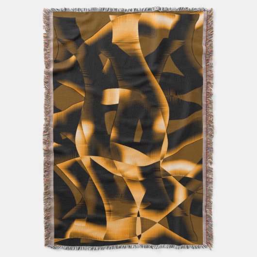 燃え風変わりたリボン、オレンジと黒のメドレー スローブランケット (正面縦)