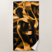 燃え風変わりたリボン、オレンジ色と黒の絡み ビーチタオル (正面)