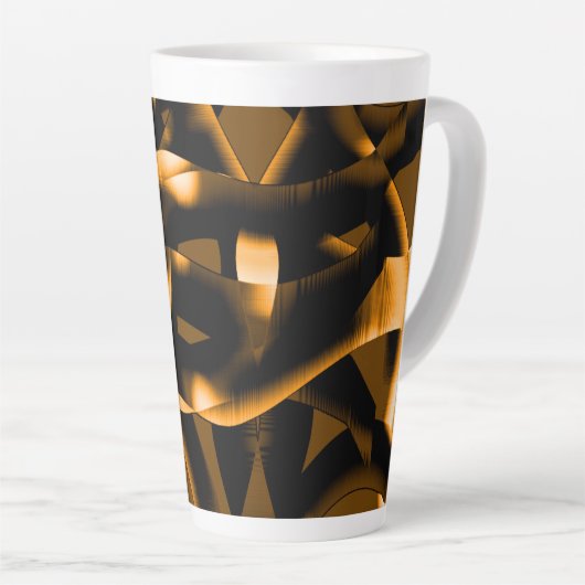 燃え風変わりたリボン、黒とオレンジ カフェラテマグ (右アングル)