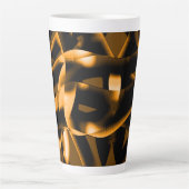 燃え風変わりたリボン、黒とオレンジ カフェラテマグ (正面)