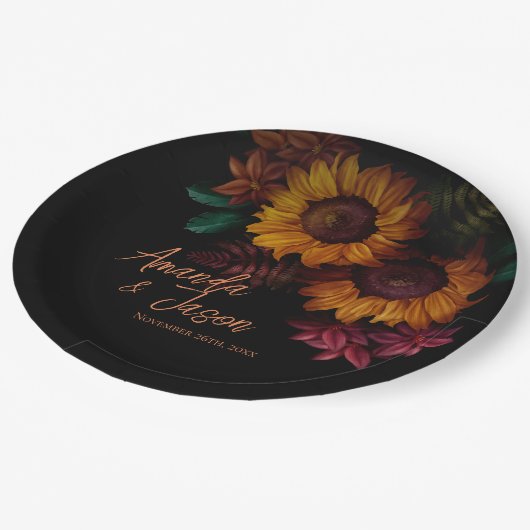 燃かわいらし素朴オレンジフローラ結婚披露宴 ペーパープレート (アングル)