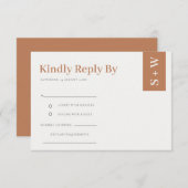 燃はっきりしたモダン焼オレンジラストタンウェディングRSVP エンクロージャーカード (正面/裏面)