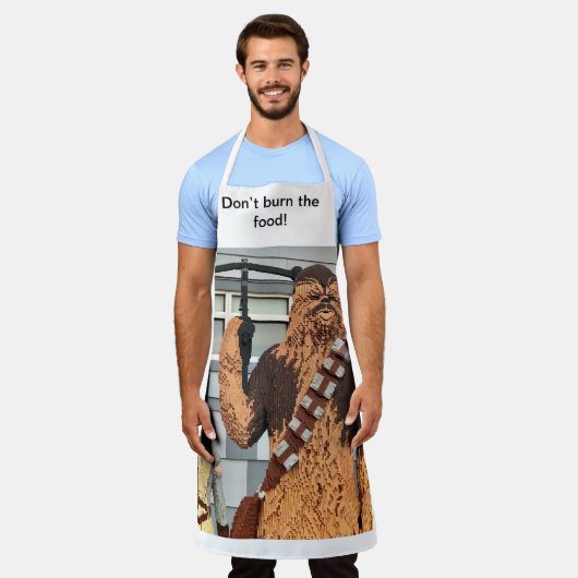 燃やさないで エプロン (着用した状態)