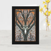 燃やされたアンバーの木の反射カード カード (黄色い花)