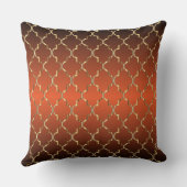 燃やされたオレンジの金ゴールドのクローバーパターン クッション (裏面)