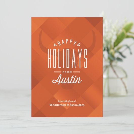 燃やされたオレンジオースティンの長角牛の休日カード シーズンカード (スタンド正面)