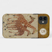 燃やされたオレンジキリンの金ゴールドのダマスク織のiPhoneの箱 Case-Mate iPhoneケース (裏面(横))