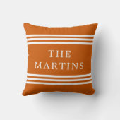 燃やされたオレンジモダンは|の姓を縞で飾ります クッション (裏面)