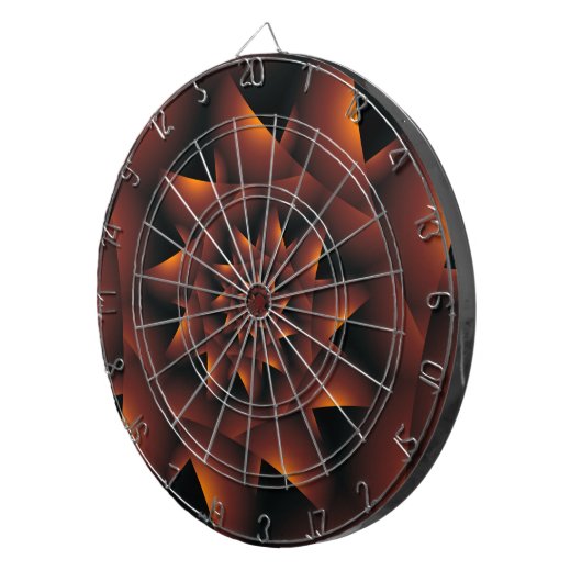 燃やされたオレンジ暗い螺線形のフラクタルの投げ矢板 ダーツボード (正面右)