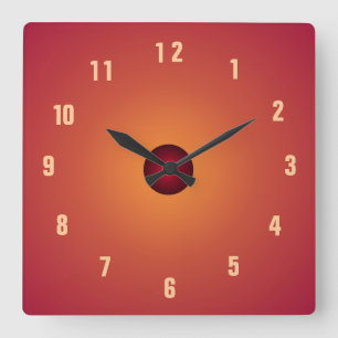 燃やされたオレンジClock>の台所時計 スクエア壁時計