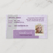 燃やされた端5の写真の名刺: 薄紫 名刺 (裏面)