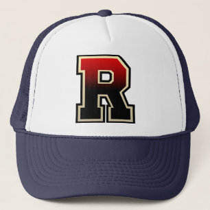 燃やされた赤文字の"R " キャップ