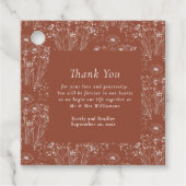 燃エレガントえたオレンジのフローラ結婚の感謝 フェイバータグ (正面)