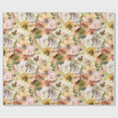 燃エレガント焼オレンジイエロー秋秋フローラ ラッピングペーパー (フラット)