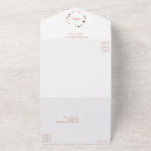 燃エレガント焼オレンジフローラクレストモノグラム結婚ズ オールインワン招待状 (外側)