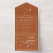 燃エレガント焼オレンジフローラクレストモノグラム結婚ズ オールインワン招待状 (内側)