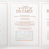 燃エレガント焼オレンジフローラクレストモノグラム結婚ズ 三つ折り招待状 (内部中)