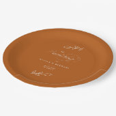 燃エレガント焼オレンジミニマ葉リスト結婚ズ ペーパープレート (アングル)