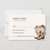 燃エレガント焼オレンジ色の西カウボーイ結婚ズ 出欠カード (正面)