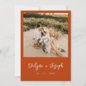 燃エレガント焼オレンジ色ミニマル結婚リスト 招待状 (裏面)