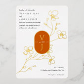 燃モダンえたオレンジシンプル園秋の結婚式 箔招待状 (正面)