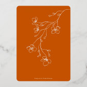 燃モダンえたオレンジシンプル園秋の結婚式 箔招待状 (裏面)