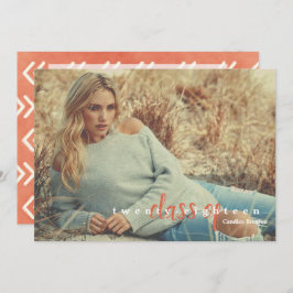 燃モダンえたオレンジ色の矢印の招待状 招待状