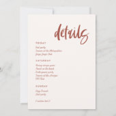 燃モダンエレガントレンガバチェロレッテ週末 招待状 (裏面)