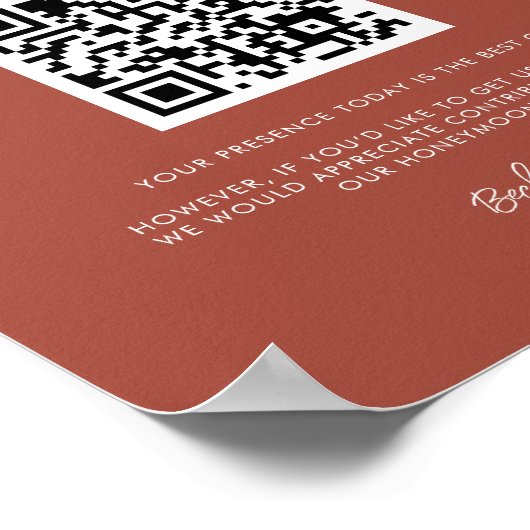 燃モダンエレガントレンガ新婚旅行ファンドQRコード ポスター (角)