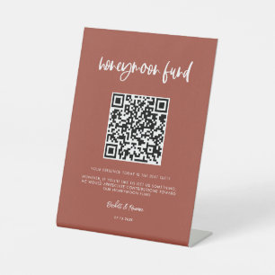 燃モダンエレガントレンガ新婚旅行ファンドQRコード 台座サイン