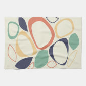 燃モダンスタイリッシュ焼オレンジブルー抽象芸術パターン キッチンタオル (横)