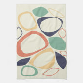 燃モダンスタイリッシュ焼オレンジブルー抽象芸術パターン キッチンタオル (縦)