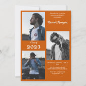 燃モダンミニマル焼オレンジ写真卒業パーティー 招待状 (裏面)