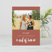 燃モダン焼れんがメイド・オブ・オーナー(花嫁付き添い人)サンキューカード 招待状 (スタンド正面)