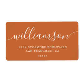 燃モダン焼オレンジスクリプトファミリ差出人住所 ラベル