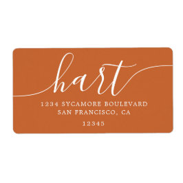 燃モダン焼オレンジスクリプトファミリ差出人住所 ラベル