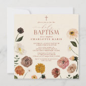 燃モダン焼オレンジテラコッタフローラ聖洗礼 招待状 (正面)