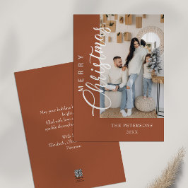 燃モダン焼オレンジ色の写真クリスマスグリーティング シーズンカード