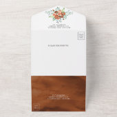 燃モダン自然焼オレンジフローラ結婚ウッド オールインワン招待状 (外側)