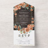 燃モダン自然焼オレンジフローラ結婚ウッド オールインワン招待状 (内側)