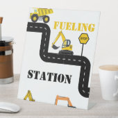 燃料供給ステーション建築ダンプトラックパーティー 台座サイン (インサイチュ)