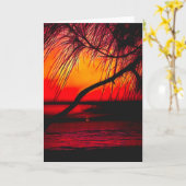 燃空白の焼のカードの夕日 カード (黄色い花)