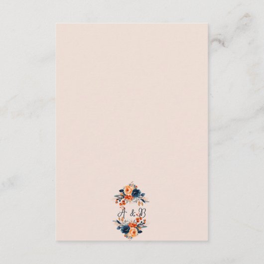 燃素朴えたオレンジとブルー結婚の詳細 エンクロージャーカード (裏面)