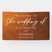 燃素朴えたオレンジの秋結婚の歓迎 横断幕 (横)