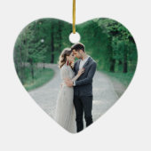 燃素朴えたオレンジ結婚のハートカスタムクリスマス セラミックオーナメント (裏面)