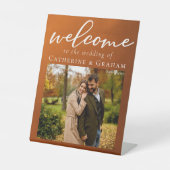 燃素朴えたオレンジ色の写真結婚秋の歓迎 台座サイン (正面)