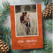 燃素朴えたオレンジ色の冬のクリスマスの独身の写真 シーズンカード