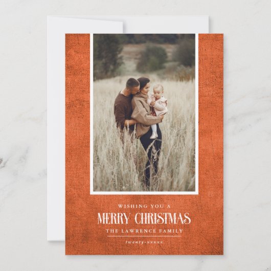 燃素朴えたオレンジ色の冬のクリスマスの独身の写真 シーズンカード (正面)