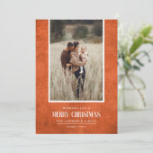 燃素朴えたオレンジ色の冬のクリスマスの独身の写真 シーズンカード (スタンド正面)